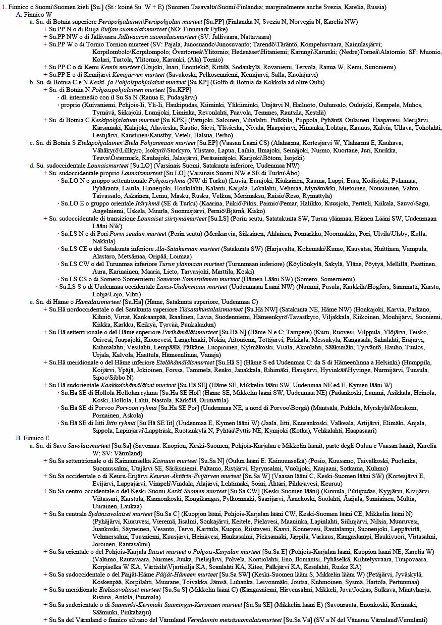 una classificazione delle lingue baltofinniche