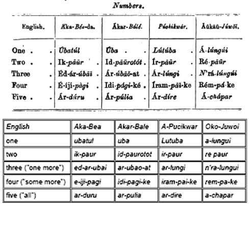 I numerali nelle lingue Grande Andamane