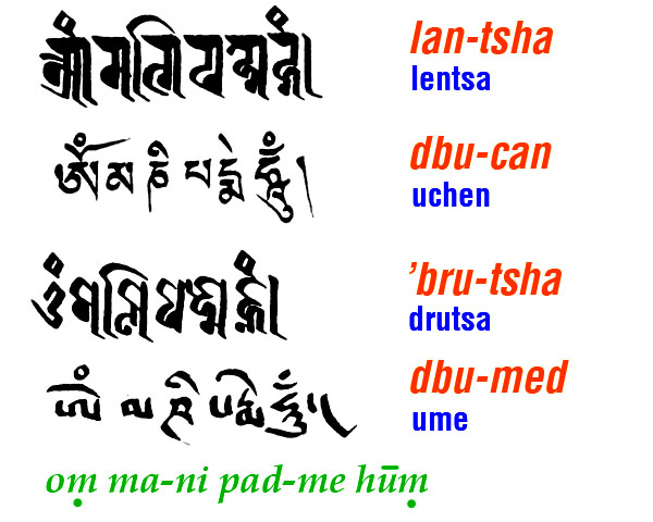 la scritturs tibetana: principali tipizzazioni